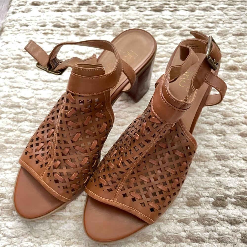 Brown Franco Sarto leather chunky Block Heel